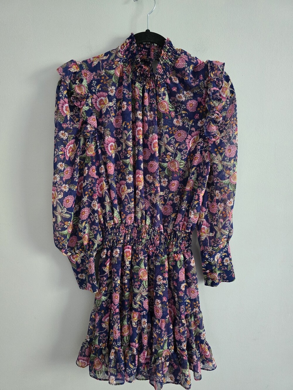 Revolve Misa Gianna Floral Long Sleeve Boho Romantic Mini Dress Size M - Picture 3 of 9